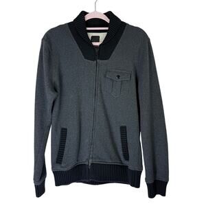 Men's Bar III Heather Charcoal Gray & Black 100% Cotton Knit Collar Jacket Small